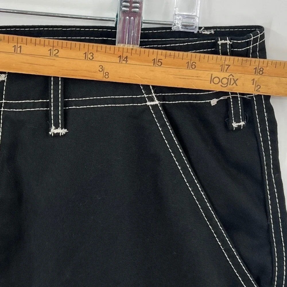 True Religion Cargo Pants Mens 34 Black Contrast Stitch Horseshoe Embroidery NEW